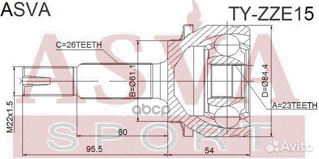 ШРУС внешний перед прав/лев tyzze15 asva