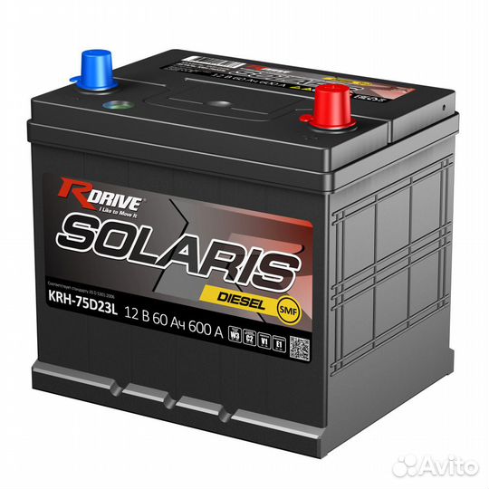 Аккумулятор RDrive Solaris 60Ач KRH75D23L