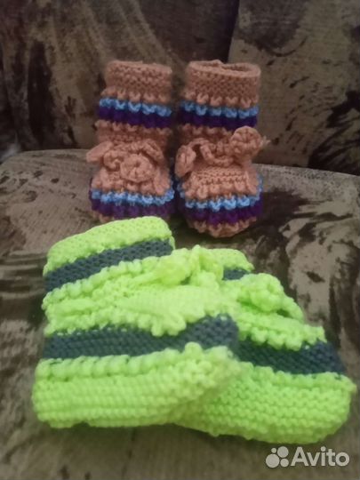 Вязанные Детские носочки -пинетки