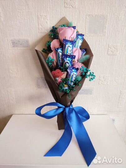 Подарочный букет с мыльными розами на 14 февраля