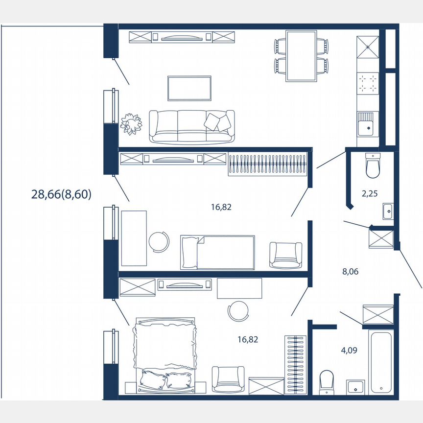 3-к. апартаменты, 80,1 м², 1/5 эт.
