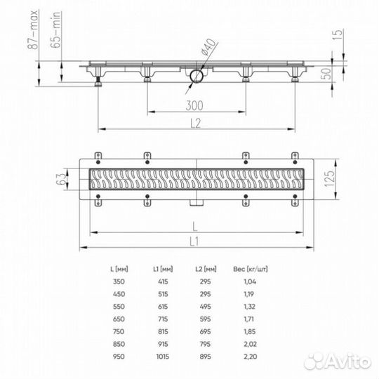 Душевой лоток Veconi Klasik Floor Black 450