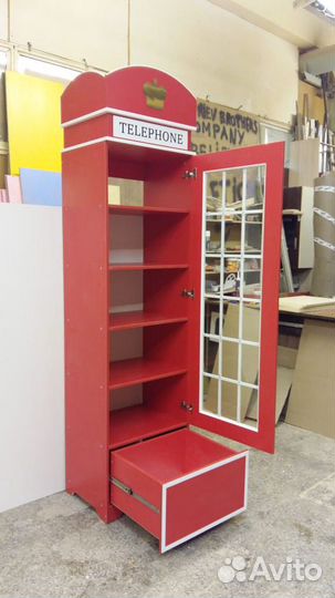 Красная Телефонная Будка Шкаф в детскую London-16