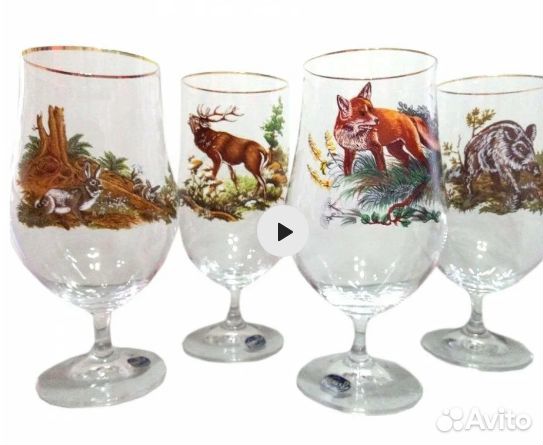 Набор для пива 4 шт. Охота Богемское стекло