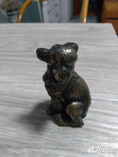 Бронзовая статуэтка собачка антиквариат