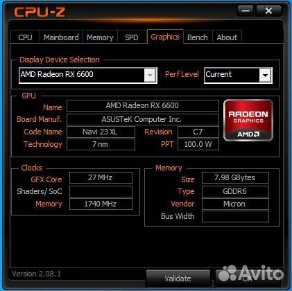 Asus AMD Radeon RX 6600 видеокарта 8gb