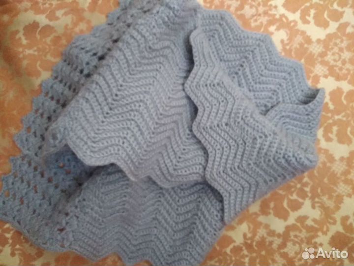 Шарф ручной работы светло сиреневый 100 шерсть