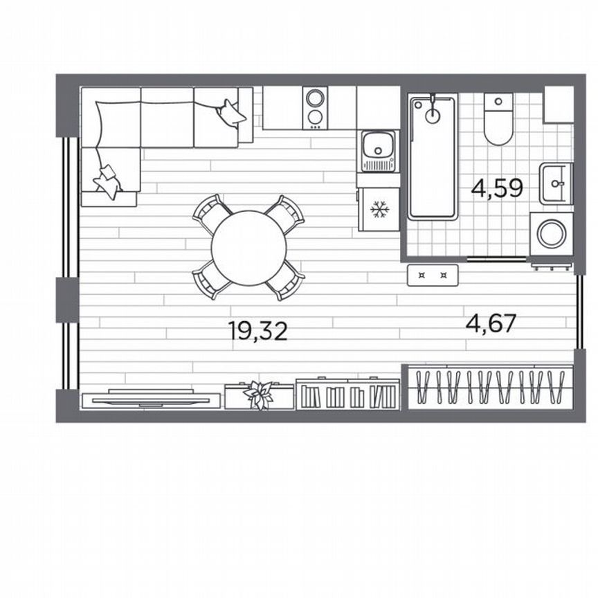 Квартира-студия, 28,6 м², 2/5 эт.