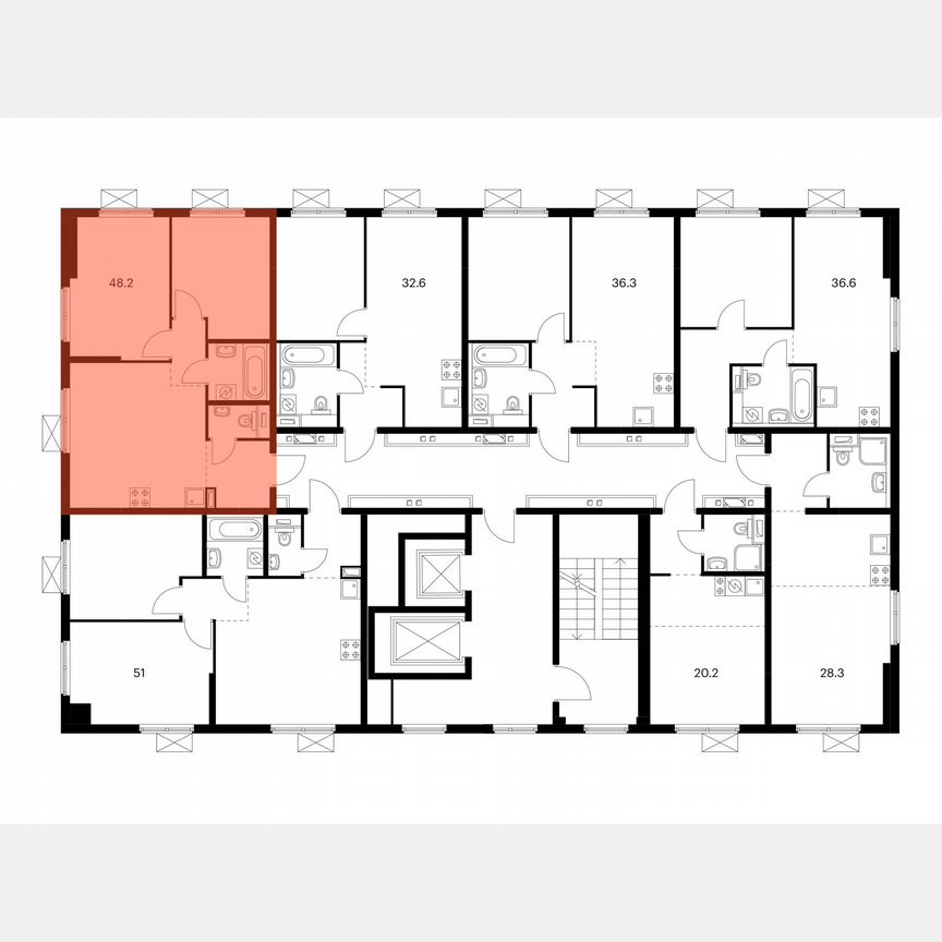 2-к. квартира, 48,2 м², 15/17 эт.