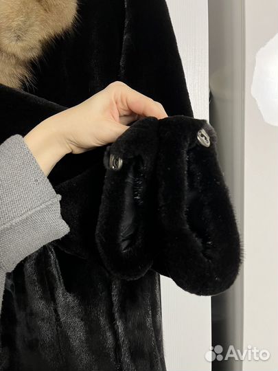Шуба норковая с соболем длинная