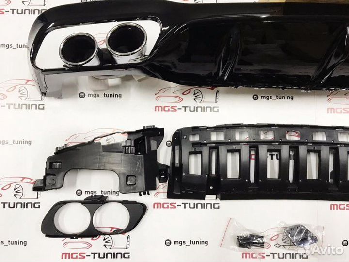 Диффузор Black + Chrome насадки E-Class 53AMG W213