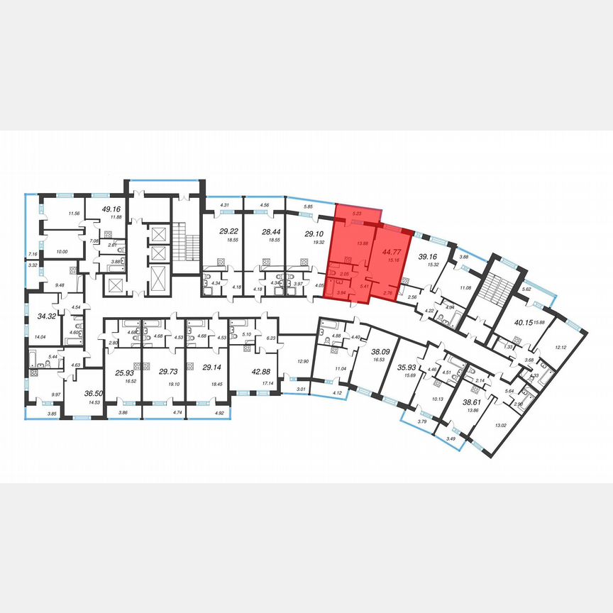 1-к. квартира, 48,4 м², 5/22 эт.