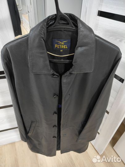 Кожаный плащ мужской