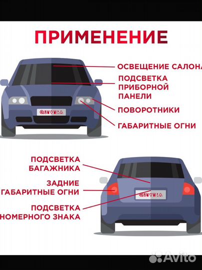 Лампочки LED в габариты/ номерной знак 2шт новые