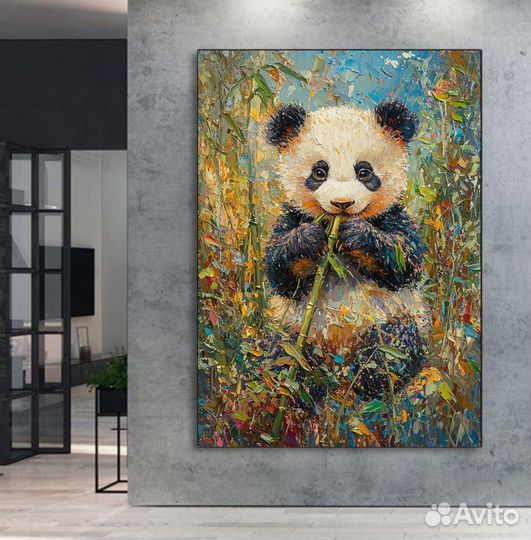 Большая картина на холсте игривая панда купить