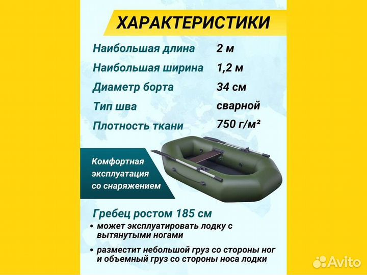 Лодка пвх надувная для рыбалки 200 см urex 200