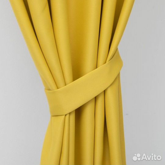 Штора портьерная, 135х250, цв. жёлтый, блэкаут а55