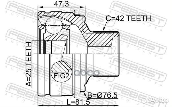 ШРУС наружный 25X76.5X42 audi A5 08- 1710A4 Febest