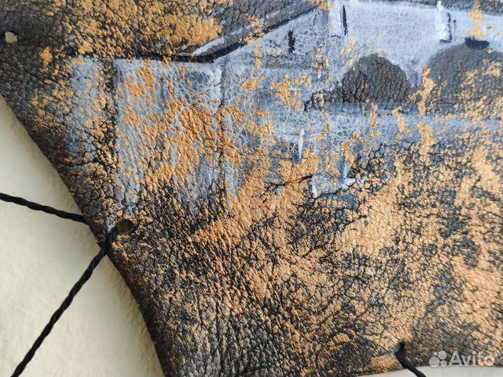 Картина панно на натуральной коже