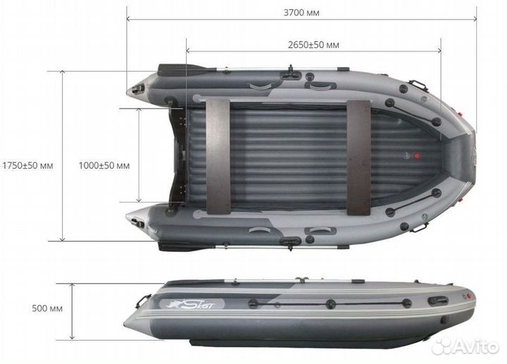 Надувная лодка skat triton 370NDFi с фальшбортом