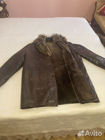 Кожаная куртка зимняя мужская