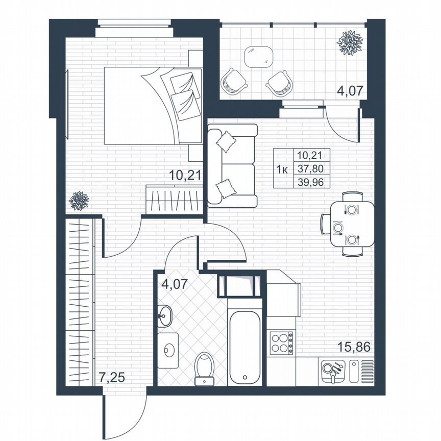 1-к. квартира, 37,7 м², 6/9 эт.