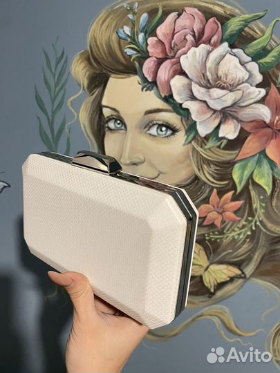 Клатч белый свадебный с блестками