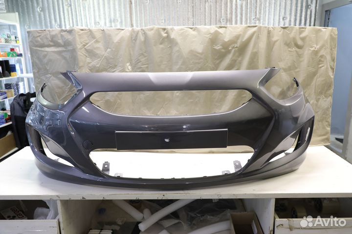 Бампер передний Хендай Солярис 1 до 2014 серый SAE