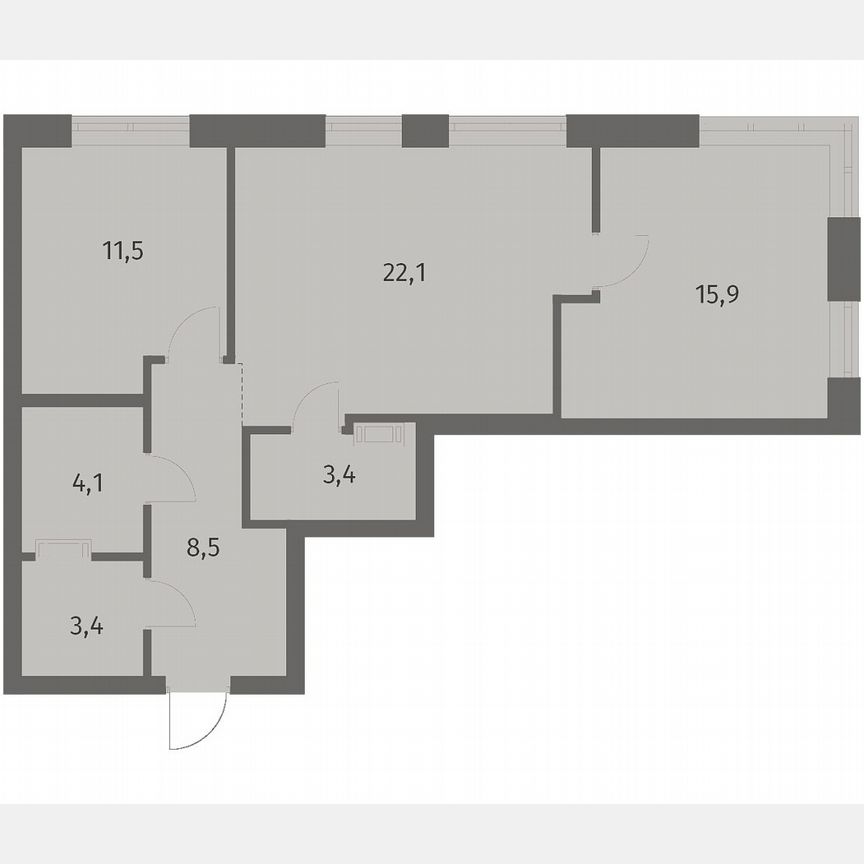 2-к. квартира, 69 м², 3/12 эт.