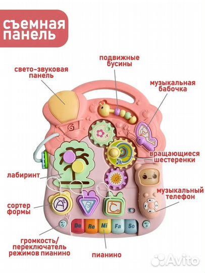Толокар Каталка развивающий центр 3в1