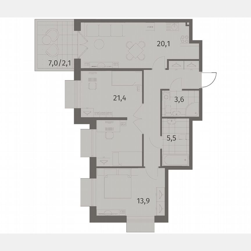 2-к. квартира, 79,3 м², 1/8 эт.