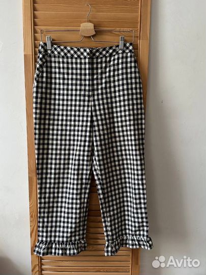 Брюки капри в клетку воланами Topshop 44 S M