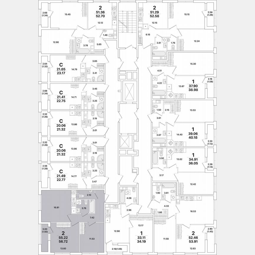 2-к. квартира, 56,7 м², 6/12 эт.