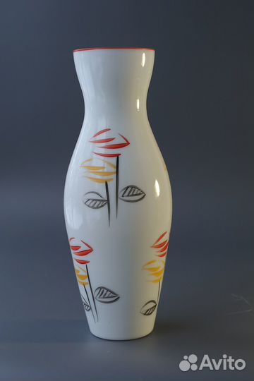 Ваза Молочное стекло Летние цветы СССР