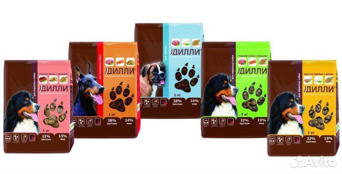 Дилли корма для собак 14 кг в ассортименте