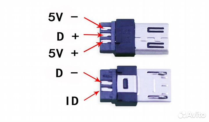 Штекер micro USB 5pin DIY разъём для пайки