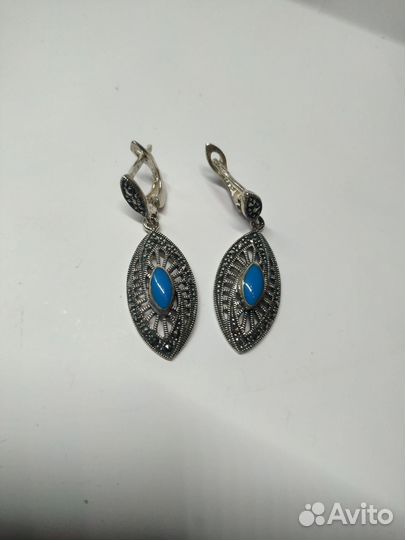 Серьги серебро с натуральными камнями