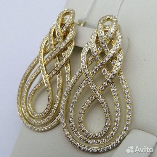 Серьги / 11,63г / Золото585 / фианиты круглые