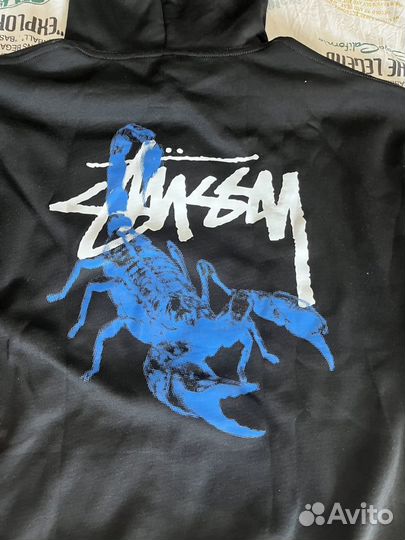 Зип худи stussy blue scorpion (голубой скорпион )