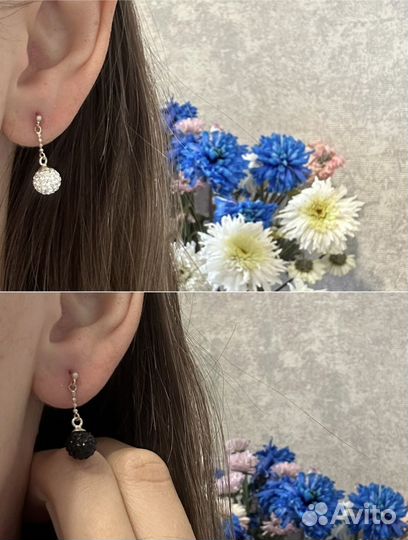 Серебряные серьги с кристаллами swarovski