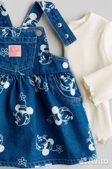 Джинсовый сарафан и лонгслив H&M