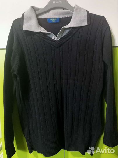 Школьный трикотажный джемпер жакет р. 146