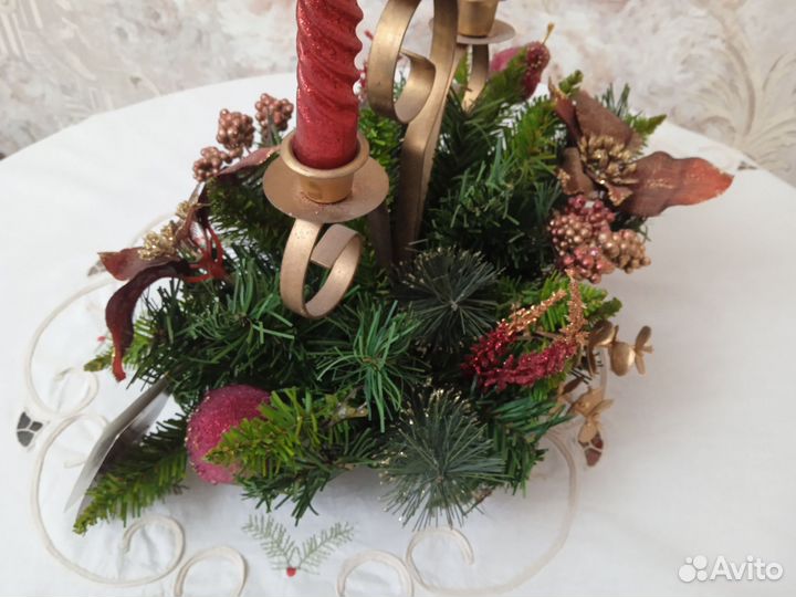 Новогодняя композиция, подсвечник. Богемия