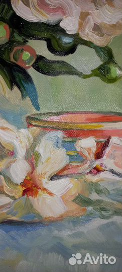 Картина с пионами маслом натюрморт цветы