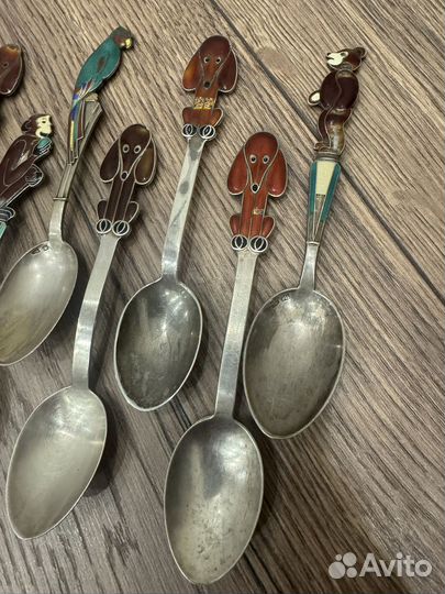 Ложки серебряные эмаль