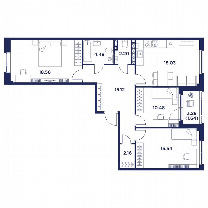 1-к. квартира, 87,9 м², 4/5 эт.