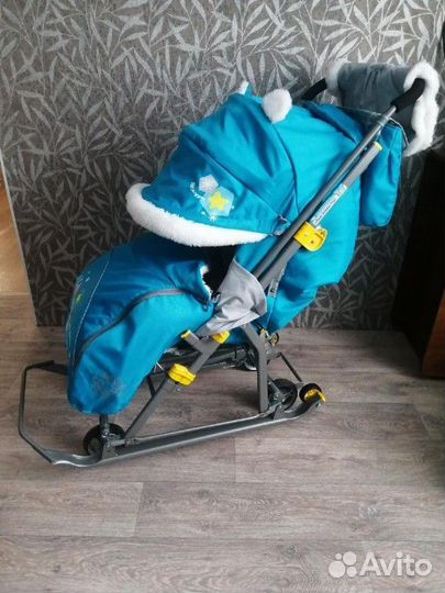 Детские санки коляска с колесами