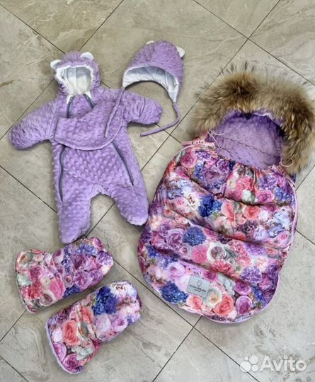 Зимний Конверт на выписку новорожденному (девочке)