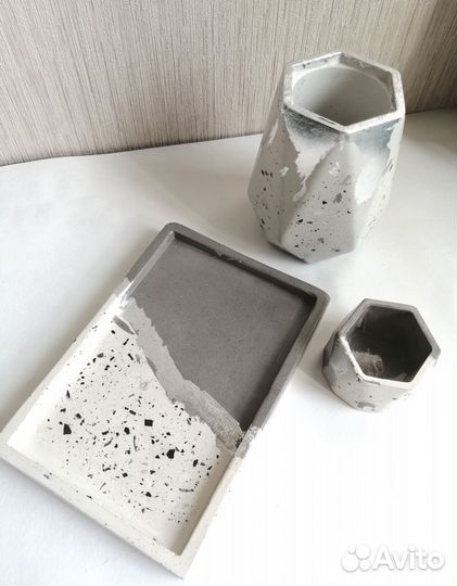Набор из гипса в технике терраццо. 3 предмета