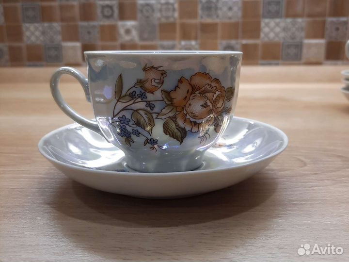 Чайный кофейный сервиз Дулево перламутр